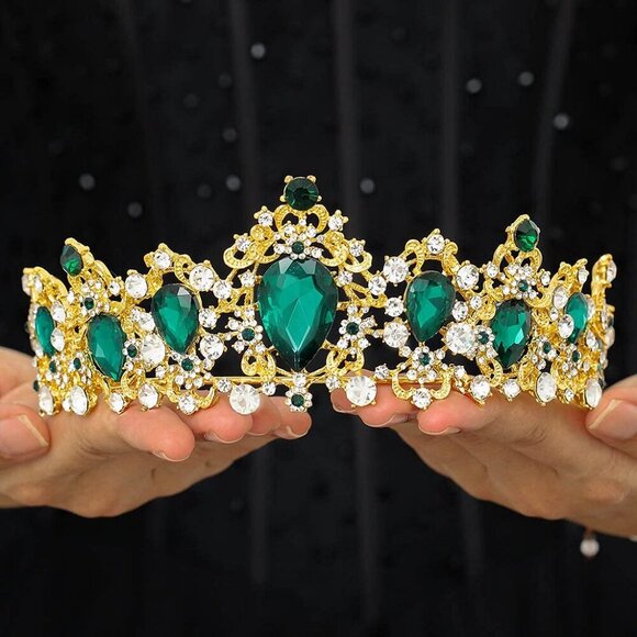 Baroque Vintage Rhinestone Crown and Tiaras for Wedding Birthday Princess Crysta - Picture 1 of 7